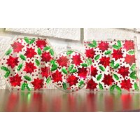 Festliche-Weihnachtsstern-Epoxid-Harz-Untersetzer-Set, Sechseck Platz Und Rund, Rot Grün von CoasterCrazeStudio