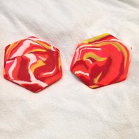 Sechseck-Untersetzer-Set, Ofen Backen Ton, | Gelb/Rot/Orange/Weiß/Rosa von CoasterCrazeStudio