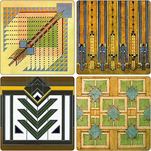 CoasterStone AS310 saugfähig Untersetzer, 4–1/4-Zoll, Frank Lloyd Wright Teppich-Designs, 4 Stück von CoasterStone