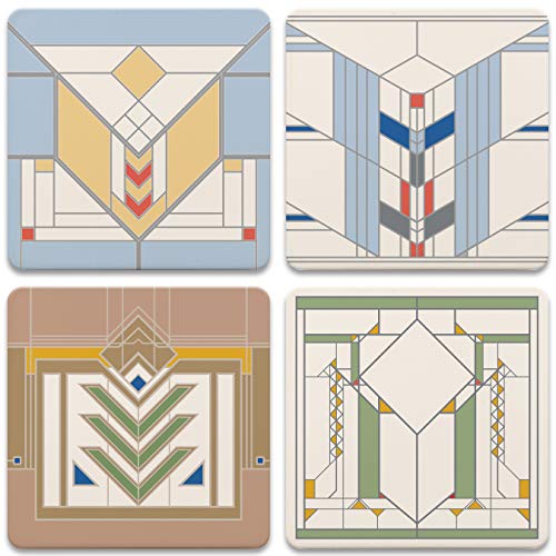 CoasterStone AS885 Set of 4 Coasters Frank Lloyd Wright Chevron-Designs Untersetzer, 4 Stück, Stein, Mehrfarbig von CoasterStone