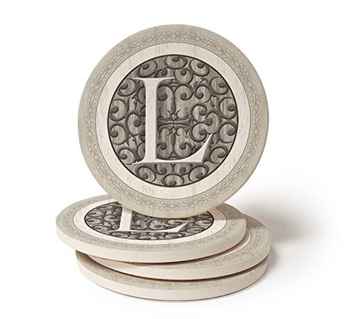 CoasterStone Monogram L Coasters Untersetzer mit Monogramm L, Keramik von CoasterStone