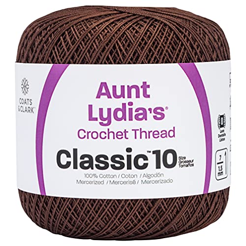 Coats Crochet 154-131 Aunt Lydia's Crochet Cotton Classic Größe 10, Fudge Brown von Red Heart