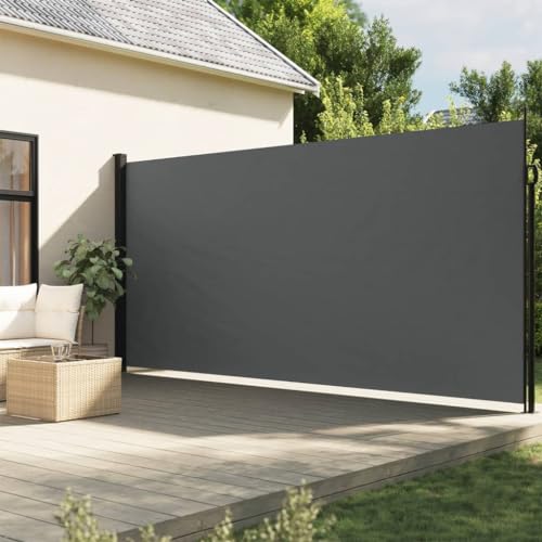 Coavain Ausziehbare Seitenmarkise Anthrazit Privacy Screen Side Awning Außen Sichtschutzwand Seitenmarkise Ausziehbar Blickdicht Markise 200x500 cm Stoff&Stahl&Aluminium von Coavain
