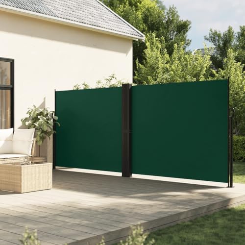 Coavain Ausziehbare Seitenmarkise Dunkelgrün Außen Sichtschutz Blickdicht Markise Balkon Sichtschutzwand Privacy Screen Seitenmarkise Ausziehbar Side Awning 180x600 cm Stoff&Stahl von Coavain