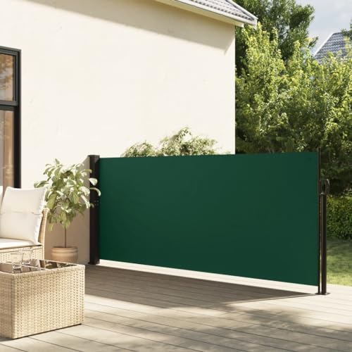 Coavain Ausziehbare Seitenmarkise Dunkelgrün Balkon Sichtschutzwand Side Awning Seitenmarkise Ausziehbar Blickdicht Markise Privacy Screen 140x300 cm Stoff&Stahl&Aluminium von Coavain