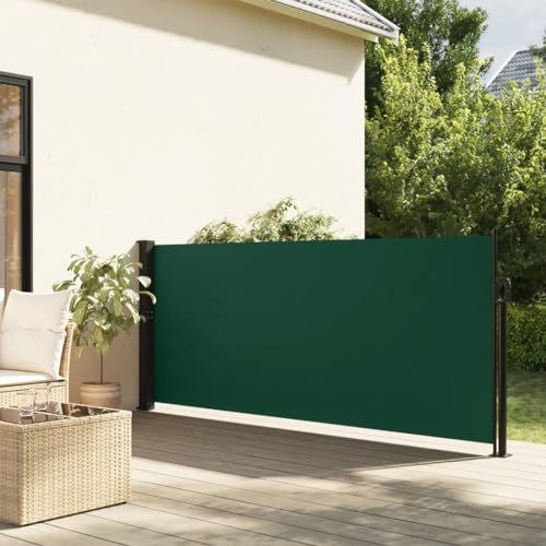 Coavain Ausziehbare Seitenmarkise Dunkelgrün Side Awning Seitenmarkise Ausziehbar Privacy Screen Außen Sichtschutzwand Blickdicht Markise 100x500 cm Stoff&Stahl&Aluminium von Coavain