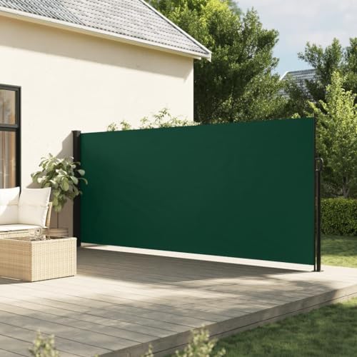 Coavain Ausziehbare Seitenmarkise Dunkelgrün Side Awning Seitenmarkise Ausziehbar Privacy Screen Außen Sichtschutzwand Blickdicht Markise 160x500 cm Stoff&Stahl&Aluminium von Coavain