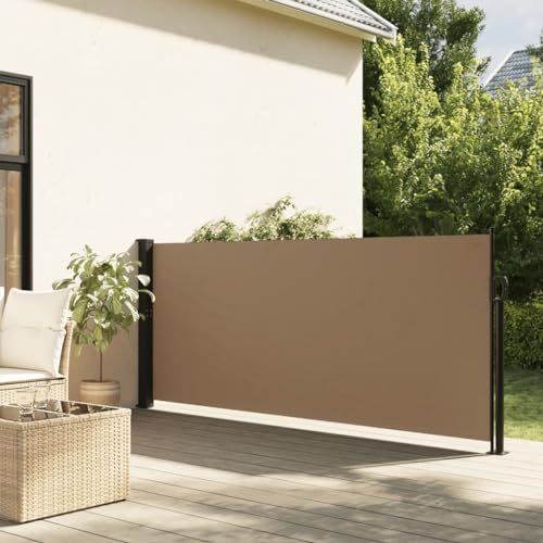 Coavain Ausziehbare Seitenmarkise Taupe Privacy Screen Außen Sichtschutzwand Side Awning Seitenmarkise Ausziehbar Blickdicht Markise 120x500 cm Stoff&Stahl&Aluminium von Coavain