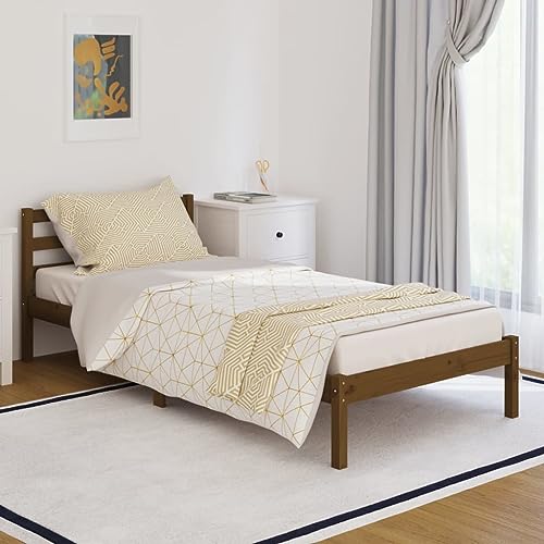 Coavain Beds, Frames & Bases Pallettenbett Bettgestelle Schlafzimmer Bett Modernes Bettgestell yatak çerçevesi Massivholzbett Jugendbett Einzelbett 90x200 cm Honigbraun von Coavain