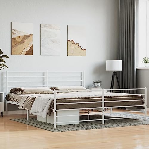 Coavain Bettgestell mit Kopf- und Fußteil Doppelbett Weiß 180x200 cm Beds, Frames & Bases Pallettenbett Bettgestelle Schlafzimmer Bett Modernes Bettgestell Bettgestellgestell von Coavain