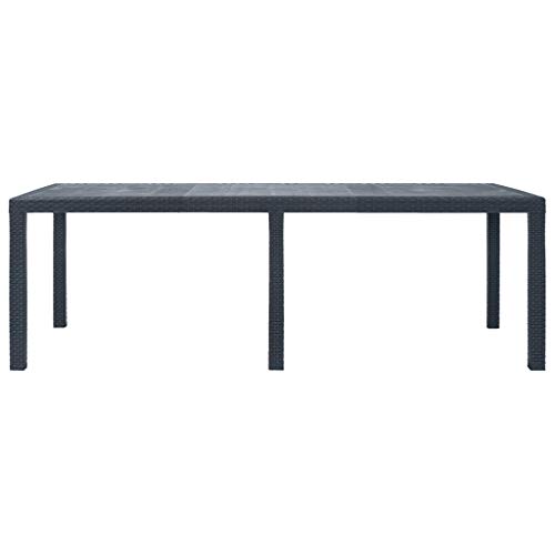 Coavain Gartentisch Outdoor Anthrazit 220x90x72 cm Kunststoff Rattan-Look-Design Balkontisch Witterungsbeständig Terrasse Esstisch Außenbereich Leichtgewichtig Leicht zu Reinigen und Bewegen von Coavain