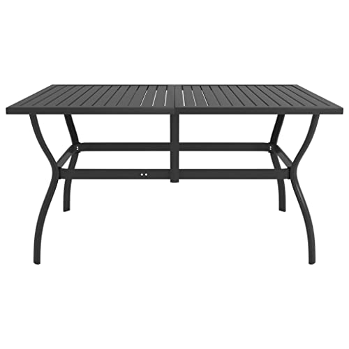 Coavain Gartentisch im Freien Anthrazit 140x80x72 cm Stahl Industriestil Terrasse Esstisch Lattendesign Balkontisch Robust und Stabil Multifunktionstisch Tischplatte Reichlich Platz Lebensmitteln von Coavain