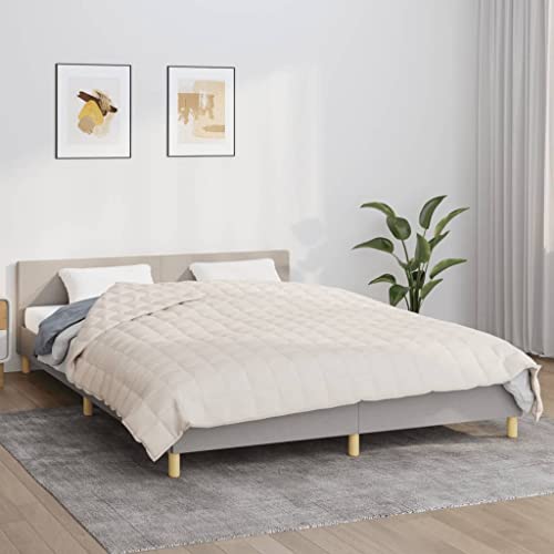 Coavain Gewichtsdecke 200x220 cm 13 kg Heavy Blanket for Deep Sleep Entspannungsdecke Atmungsaktive Schlafdecke Weighted Blankett Anti Stress Bettdecke Helle Cremefarbe Stoff von Coavain