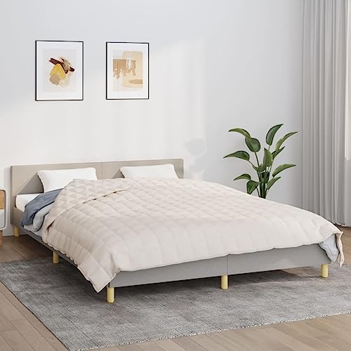 Coavain Gewichtsdecke 200x220 cm 9 kg Bettdecke Heavy Blanket for Deep Sleep Entspannungsdecke Atmungsaktive Schlafdecke Weighted Blankett Anti Stress Helle Cremefarbe Stoff von Coavain