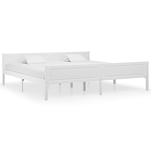 Coavain Massivholzbett Kiefer Weiß 200x200 cmBeds, Frames & Bases Pallettenbett Bettgestelle Holzbett Schlafzimmer Bett Gästebett rama łóżka von Coavain