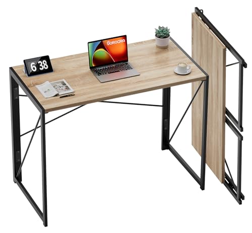 Coavas 80 cm Klappschreibtisch, keine Montage erforderlich, Schreibtisch Computertisch, platzsparend, zusammenklappbarer Tisch, einfacher Heimbüro-Schreibtisch, Buche von Coavas