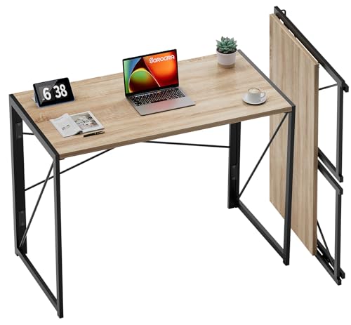 Coavas 80 cm Klappschreibtisch, keine Montage erforderlich, Schreibtisch Computertisch, platzsparend, zusammenklappbarer Tisch, einfacher Heimbüro-Schreibtisch, Buche von Coavas