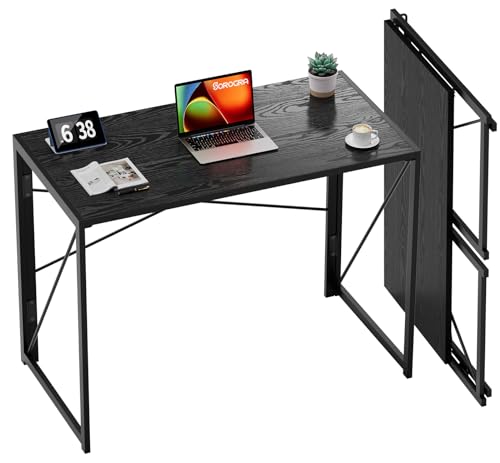Coavas 80 cm großer Klapptisch, keine Montage erforderlich, Schreibtisch-Computertisch, platzsparend, faltbarer Tisch, einfacher Heimbüro-Schreibtisch, schwarzes Holz von Coavas