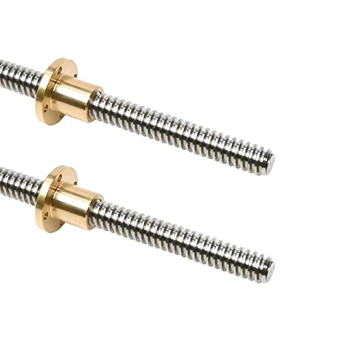 Coavoo 2 Stück T8 8mm T8 x 2 Tr8x2 Gewindespindel 200 mm Länge mit T8 Messingmutter (Acme Gewinde, Leitspindel Durchmesser: 8 mm, Steigung :2mm, Blei 2 mm, 1 Start,) Verwendet in 3D Drucker Z-Achse von Coavoo