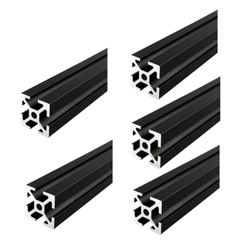 Coavoo AluProfil 2525 Alu Profil 380mm T Typ Schwarz Aluminium Profile 25x25 Europäischer Standard Eloxierte Linearschiene Extrusion 5 Stück, für DIY 3D Drucker und CNC von Coavoo