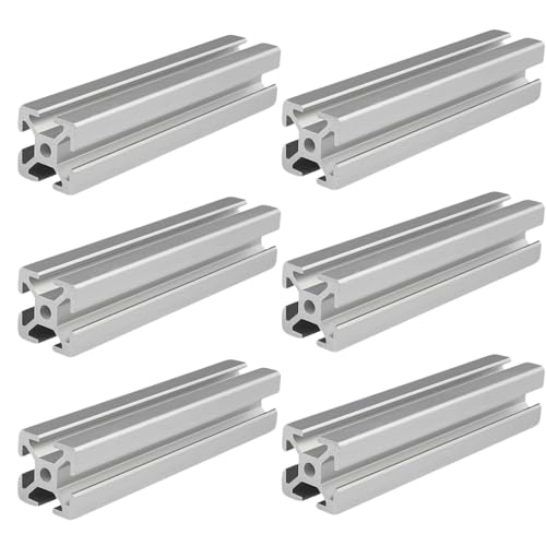 Coavoo AluProfil 2525 Alu Profil 380mm T Typ Silberfarbig Aluminium Profile 25x25 Europäischer Standard Eloxierte Linearschiene Extrusion 6 Stück, für DIY 3D Drucker und CNC von Coavoo