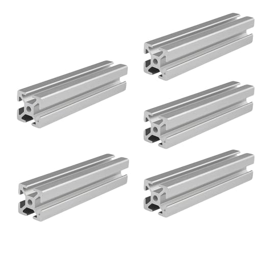 Coavoo AluProfil 2525 Alu Profil 420mm T Typ Silberfarbig Aluminium Profile 25x25 Europäischer Standard Eloxierte Linearschiene Extrusion 5 Stück, für DIY 3D Drucker und CNC von Coavoo