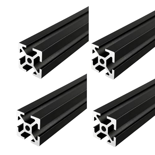 Coavoo AluProfil 2525 Alu Profil 940mm T Typ Schwarz Aluminium Profile 25x25 Europäischer Standard Eloxierte Linearschiene Extrusion 4 Stück, für DIY 3D Drucker und CNC von Coavoo