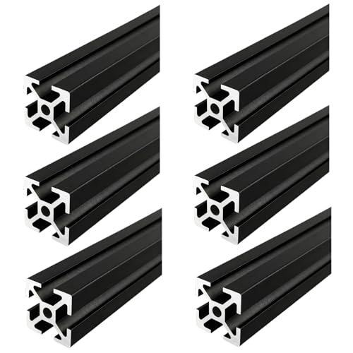 Coavoo AluProfil 2525 Alu Profil 960mm T Typ Schwarz Aluminium Profile 25x25 Europäischer Standard Eloxierte Linearschiene Extrusion 6 Stück, für DIY 3D Drucker und CNC von Coavoo