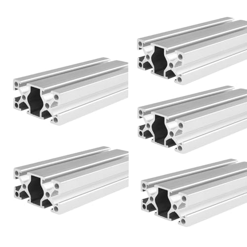 Coavoo AluProfil 2550 Alu Profil 450mm T Typ Silberfarbig Aluminium Profile 25x50 Europäischer Standard Eloxierte Linearschiene Extrusion 5 Stück, für DIY 3D Drucker und CNC von Coavoo