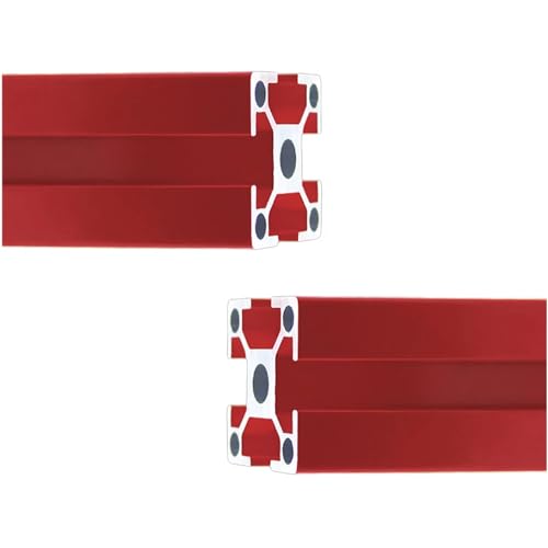 Coavoo AluProfil 3030 Alu Profil 400mm T Typ Rot Aluminium Profile 30x30 Europäischer Standard Eloxierte Linearschiene Extrusion 2 Stück, für DIY 3D Drucker und CNC von Coavoo