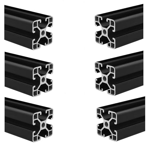Coavoo AluProfil 4040 Alu Profil 500mm T Typ Schwarz Aluminium Profile 40x40 Europäischer Standard Eloxierte Linearschiene Extrusion 6 Stück, für DIY 3D Drucker und CNC von Coavoo