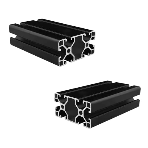 Coavoo AluProfil 4080 Alu Profil 300mm T Typ Schwarz Aluminium Profile 40x80 Europäischer Standard Eloxierte Linearschiene Extrusion 2 Stück, für DIY 3D Drucker und CNC von Coavoo