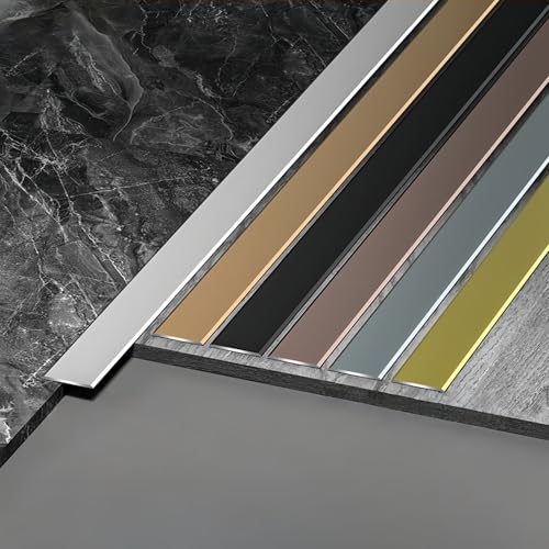 Coayuou Abschlussleiste Boden Aluminium Flachstange 90cm* 3 Stück Fußboden Sockelleisten Kratzfest & Pflegeleicht Fliesenleiste Für Saubere Bodenübergänge(Schwarz,15mm) von Coayuou