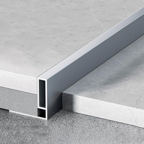 Coayuou Abschlussprofil Übergangsleisten 100cm* 2 Stück Profilleiste Alu Rostfrei & Modern Saubere Kantenabschlüsse Im Badezimmer Oder In Der Küche Ohne Werkzeug(Grau,35 * 5mm) von Coayuou