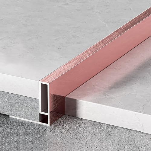 Coayuou Abschlussprofil Übergangsleisten 100cm* 2 Stück Profilleiste Alu Rostfrei & Modern Saubere Kantenabschlüsse Im Badezimmer Oder In Der Küche Ohne Werkzeug(Roségold,25 * 7mm) von Coayuou