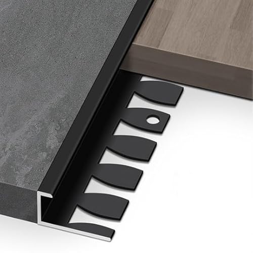 Coayuou Arbeitsplatte Abschlussleiste Küche 90cm* 3 Stück Biegeprofil Aus Aluminium Bodenschiene Übergang Stabil & Rostfrei Für Gebogene & Schräge Bodenanschlüsse(Black,9.5mm) von Coayuou