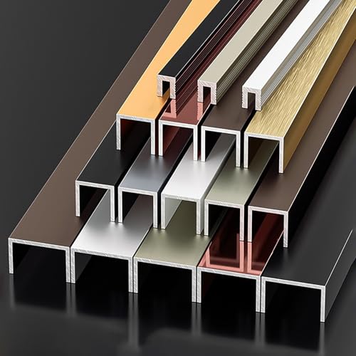 Coayuou Fliesenabschlussleiste 125cm*2 Stück Aluschiene U Profil Kantenleiste Einfach Zuzuschneiden & Montieren Die Perfekte Lösung Für Moderne Fliesenabschlüsse(Bronze,10 * 50mm) von Coayuou
