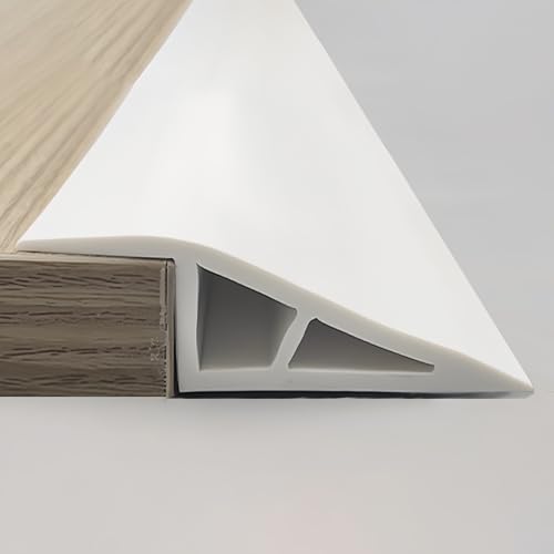 Coayuou Teppich Abschlussleiste Selbstklebend PVC Fußbodenleiste Übergang Länge 5M Flexible Teppich Abschlussband Ideal Für Teppichübergänge Und Schutz Von Böden(Weiß,A5020) von Coayuou