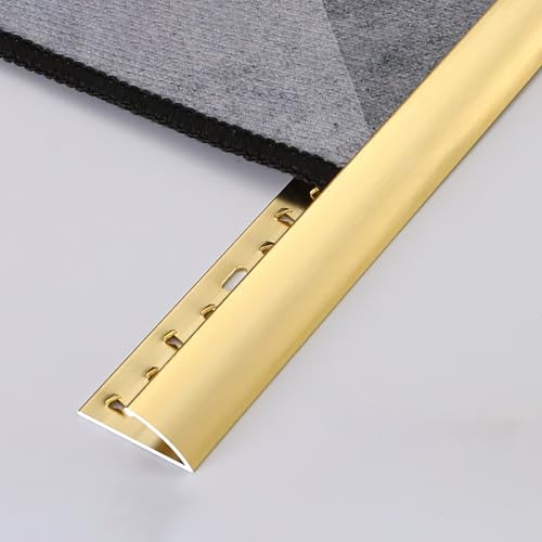 Coayuou Teppich Randleiste 90cm*3 Stück Übergangsprofil Aluminium Bodenübergangsleiste Für Sichere Und Ästhetische Übergänge Zwischen Teppich Und Fliesen(Gold,Stil 1) von Coayuou