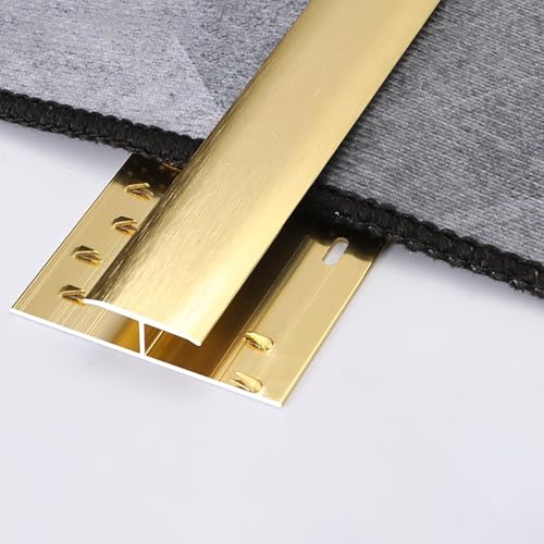 Coayuou Teppich Randleiste 90cm*3 Stück Übergangsprofil Aluminium Bodenübergangsleiste Für Sichere Und Ästhetische Übergänge Zwischen Teppich Und Fliesen(Gold,Stil 2) von Coayuou