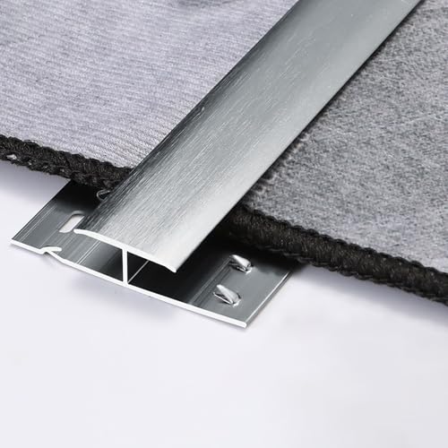Coayuou Teppich Randleiste 90cm*3 Stück Übergangsprofil Aluminium Bodenübergangsleiste Für Sichere Und Ästhetische Übergänge Zwischen Teppich Und Fliesen(Silber,Stil 2) von Coayuou