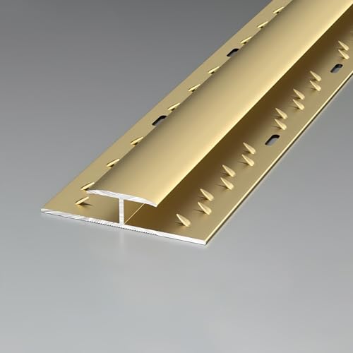 Coayuou Teppich Übergangsprofil 90cm*3 Stück Bodenschiene Übergang Teppichrand Klebeband Aus Aluminium Für Saubere Übergänge Zwischen Teppich Und Hartboden(Gold,Stil 3) von Coayuou