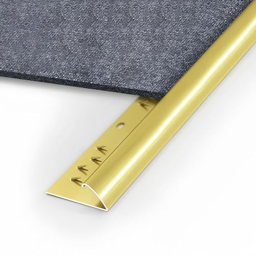 Coayuou Teppichübergangsleisten Randleisten 125cm*2 Stück Teppich Kantenschutz Aus Aluminium Erhöhen Sie Die Lebensdauer Ihrer Teppiche Und Vermeiden Sie Stolperfallen(Gold,Stil 1) von Coayuou