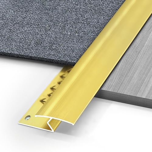 Coayuou Teppichübergangsleisten Randleisten 125cm*2 Stück Teppich Kantenschutz Aus Aluminium Erhöhen Sie Die Lebensdauer Ihrer Teppiche Und Vermeiden Sie Stolperfallen(Gold,Stil 2) von Coayuou