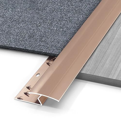 Coayuou Teppichübergangsleisten Randleisten 125cm*2 Stück Teppich Kantenschutz Aus Aluminium Erhöhen Sie Die Lebensdauer Ihrer Teppiche Und Vermeiden Sie Stolperfallen(Roségold,Stil 2) von Coayuou