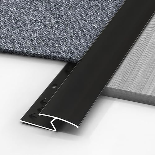 Coayuou Teppichübergangsleisten Randleisten 125cm*2 Stück Teppich Kantenschutz Aus Aluminium Erhöhen Sie Die Lebensdauer Ihrer Teppiche Und Vermeiden Sie Stolperfallen(Schwarz,Stil 2) von Coayuou