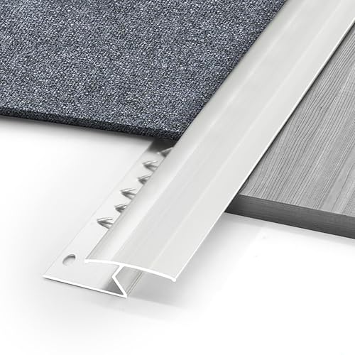 Coayuou Teppichübergangsleisten Randleisten 125cm*2 Stück Teppich Kantenschutz Aus Aluminium Erhöhen Sie Die Lebensdauer Ihrer Teppiche Und Vermeiden Sie Stolperfallen(Silber,Stil 2) von Coayuou