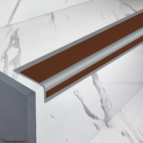 Coayuou Treppenabschlussprofil Antirutschstreifen Treppen PVC Abschlussprofil Mit Selbstklebefunktion Für Mehr Sicherheit Im Treppenhaus Und Auf Außentreppen(B-Braun,10m) von Coayuou