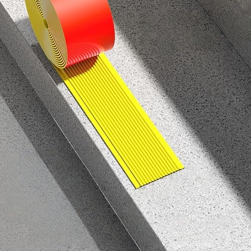 Coayuou Treppenkantenprofil Vinyl 10M Anti Rutsch Für Treppen Mit Selbstklebefunktion Treppenstufen Matten Außen Für Eine Sichere Treppe, Schützt Vor Abnutzung Und Stürzen(Gelb,60mm) von Coayuou