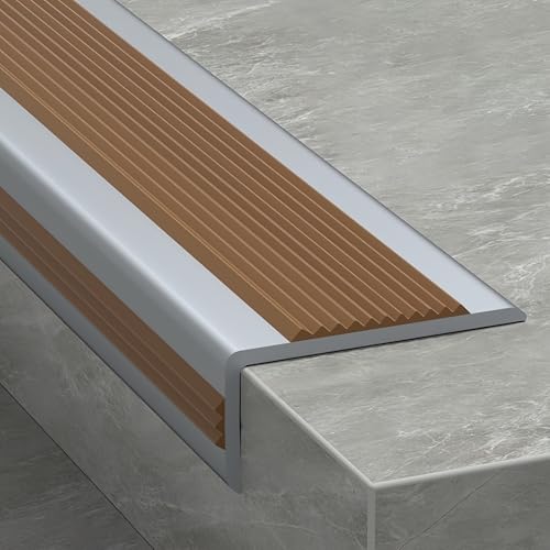 Coayuou Treppenleisten PVC Abschlussleiste Selbstklebend 10M Treppenstufen Antirutsch Aussen Rutschfest & Stylisch Perfekter Kantenschutz Für Ihre Treppe(Braun,5 * 2.5cm) von Coayuou